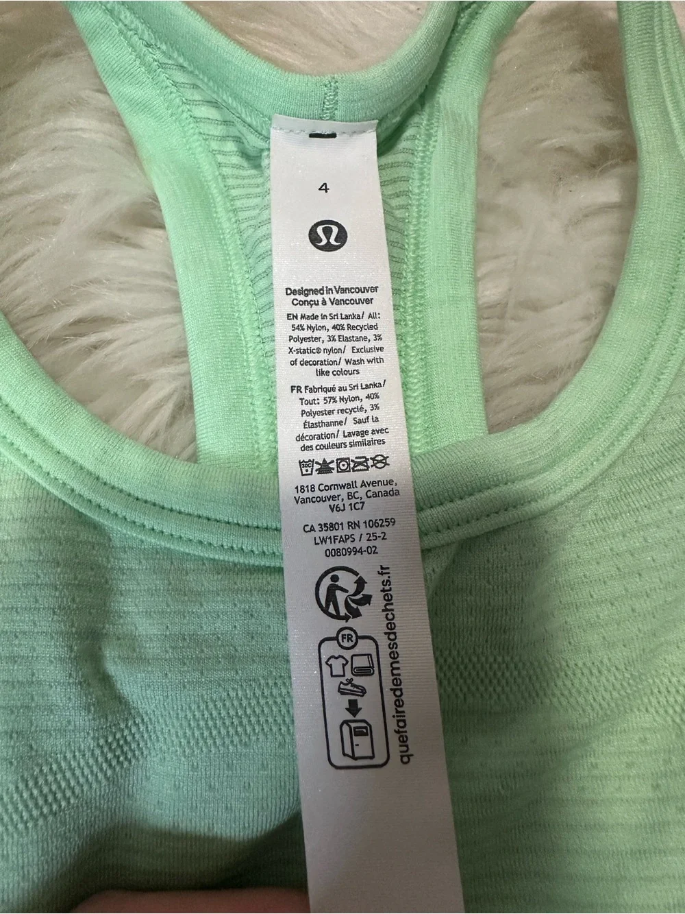 lululemon athletica Mint Ribbed Racerback Tank
